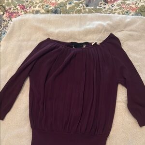 LOFT Plum Pleated Blouse